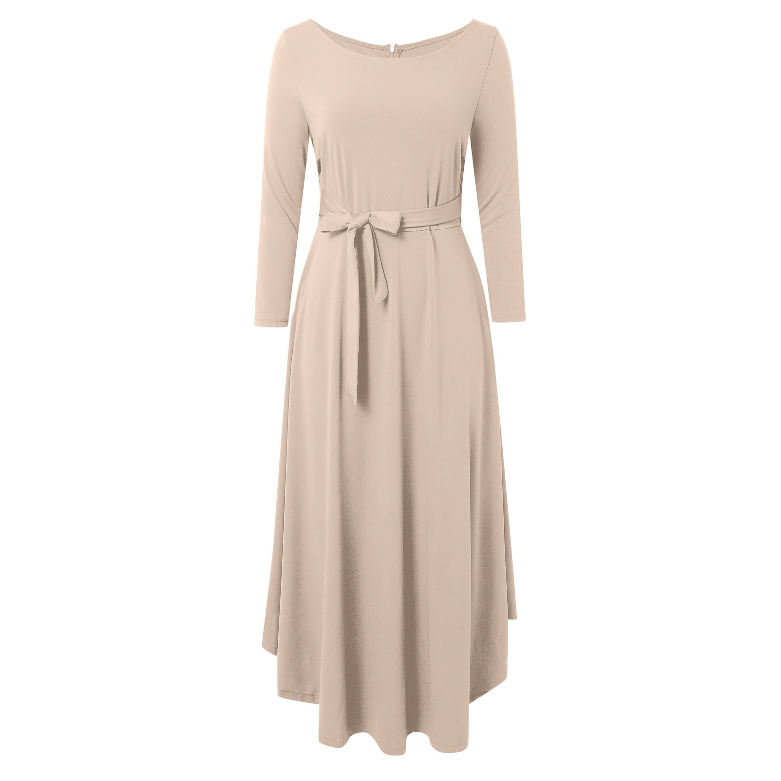thumbnail image 4 of Vestido de manga larga con cuello redondo y bolsillos para mujer - Corte holgado informal, poliéster - Tallas L-XXXL, 4 of 8